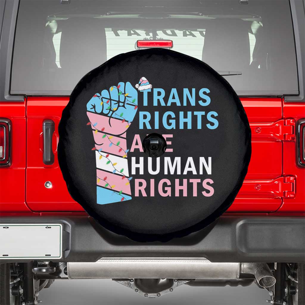 Trans Rights Are Human Rights Spare Tire Cover Christmas LGBTQ Supporter Gift TS12 Black Print Your Wear