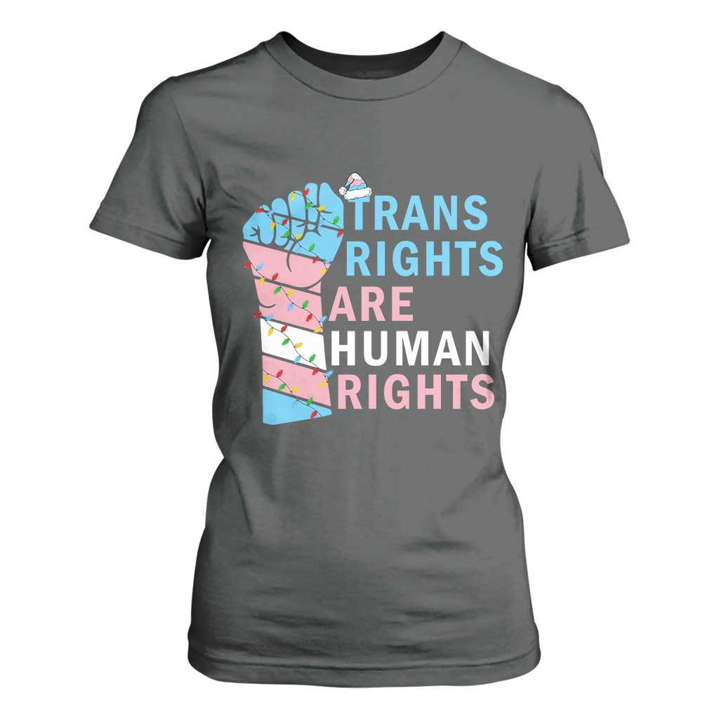 Trans Rights Are Human Rights T Shirt For Women Christmas LGBTQ Supporter Gift TS12 Dark Heather Print Your Wear