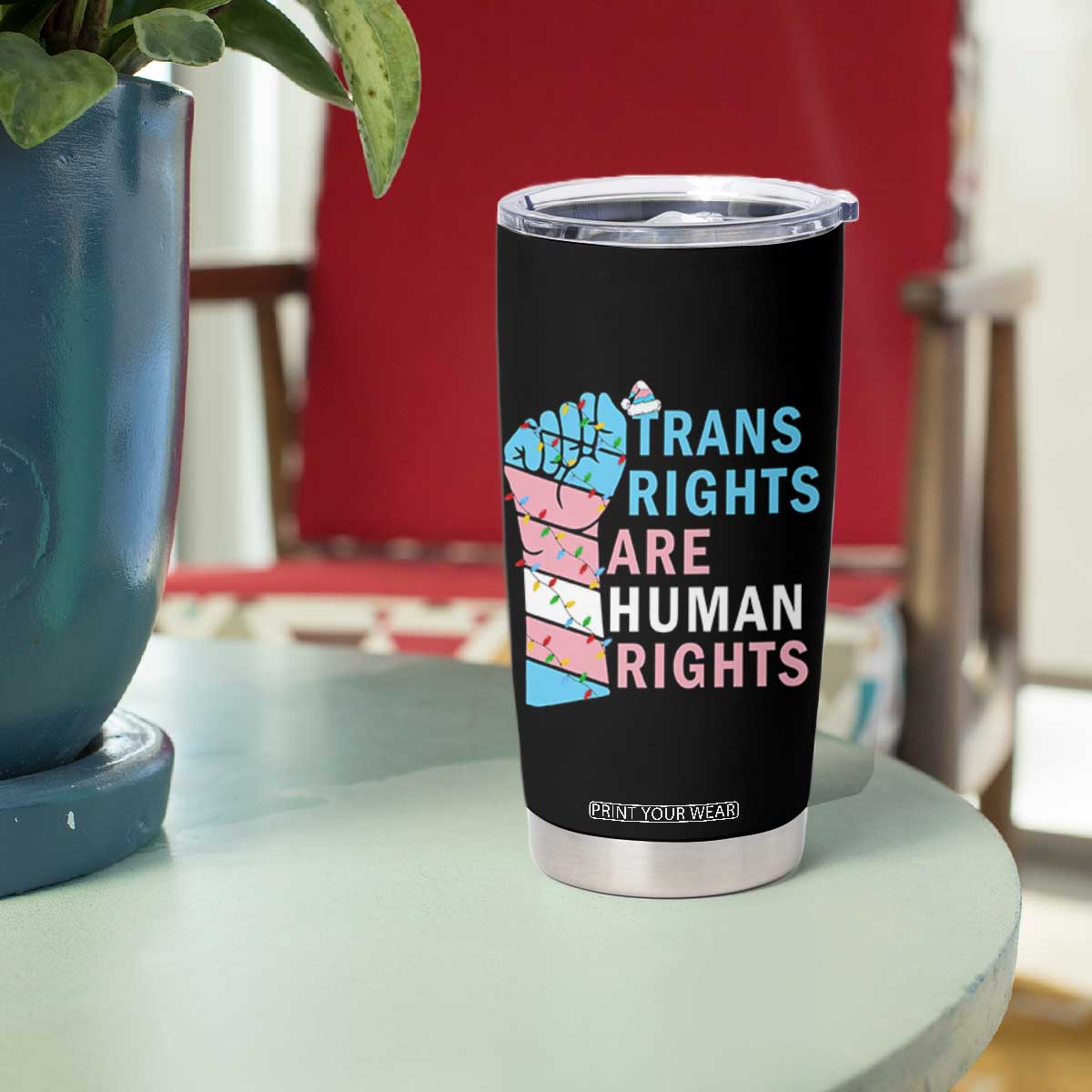 Trans Rights Are Human Rights Tumbler Cup Christmas LGBTQ Supporter Gift TS12 Print Your Wear