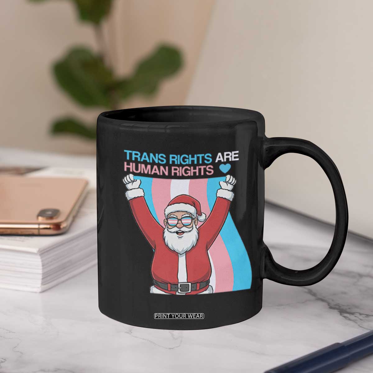 Christmas Trans Rights Are Human Rights Coffee Mug LGBTQ Advocate TS12 Print Your Wear
