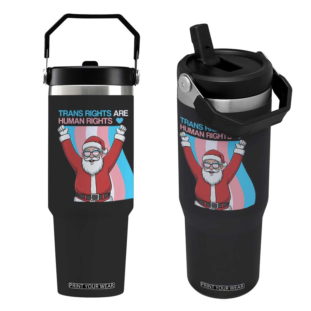 Christmas Trans Rights Are Human Rights Flip Straw Tumbler LGBTQ Advocate TS12 One Size: 30 oz Black Print Your Wear