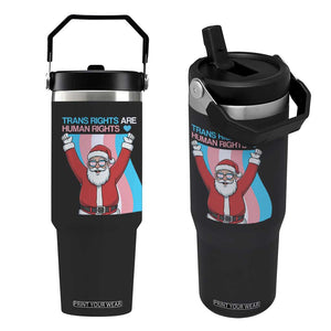 Christmas Trans Rights Are Human Rights Flip Straw Tumbler LGBTQ Advocate TS12 One Size: 30 oz Black Print Your Wear
