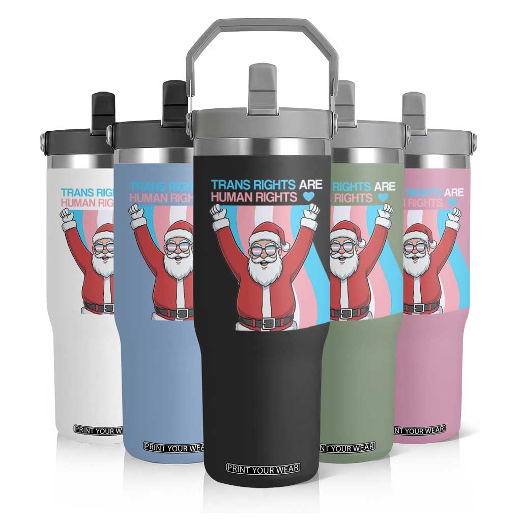 Christmas Trans Rights Are Human Rights Flip Straw Tumbler LGBTQ Advocate TS12 Print Your Wear