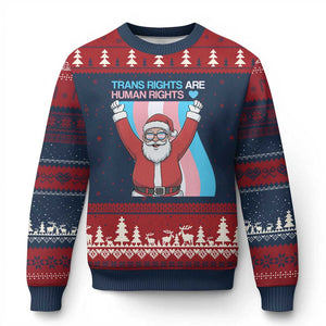 Christmas Trans Rights Are Human Rights Ugly Christmas Sweater LGBTQ Advocate TS12 Navy Red Print Your Wear