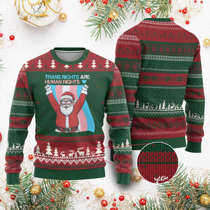 Christmas Trans Rights Are Human Rights Ugly Christmas Sweater LGBTQ Advocate TS12 Red Green Print Your Wear