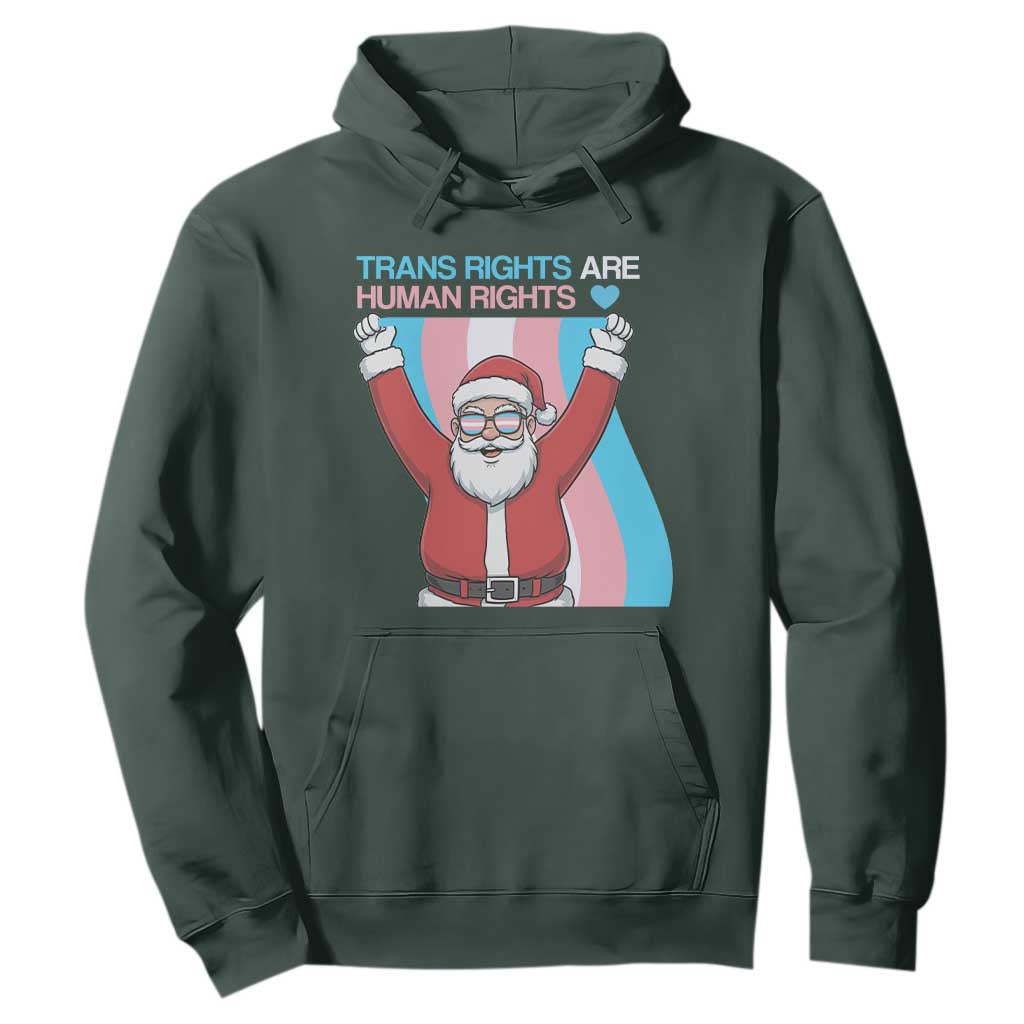 Christmas Trans Rights Are Human Rights Hoodie LGBTQ Advocate TS12 Dark Forest Green Print Your Wear