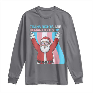 Christmas Trans Rights Are Human Rights Long Sleeve Shirt LGBTQ Advocate TS12 Charcoal Print Your Wear