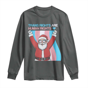 Christmas Trans Rights Are Human Rights Long Sleeve Shirt LGBTQ Advocate TS12 Dark Heather Print Your Wear