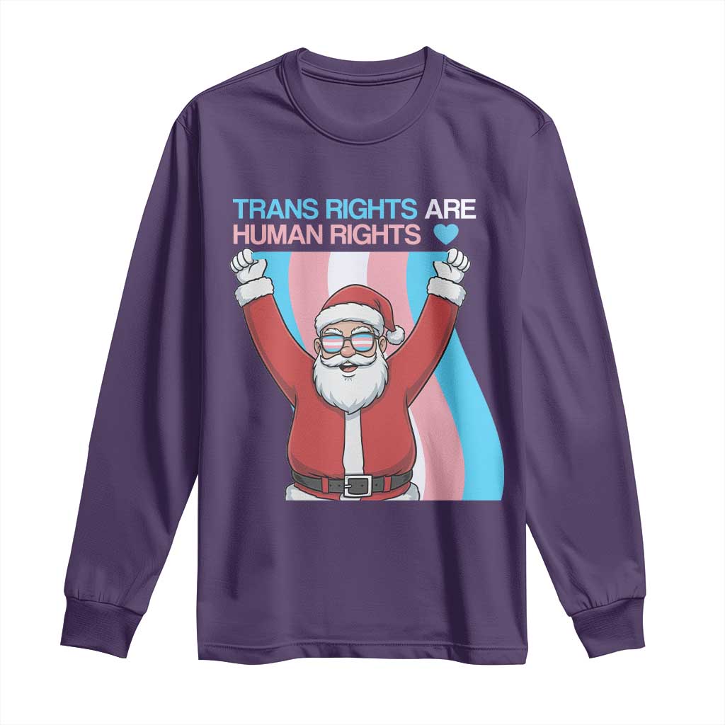 Christmas Trans Rights Are Human Rights Long Sleeve Shirt LGBTQ Advocate TS12 Purple Print Your Wear