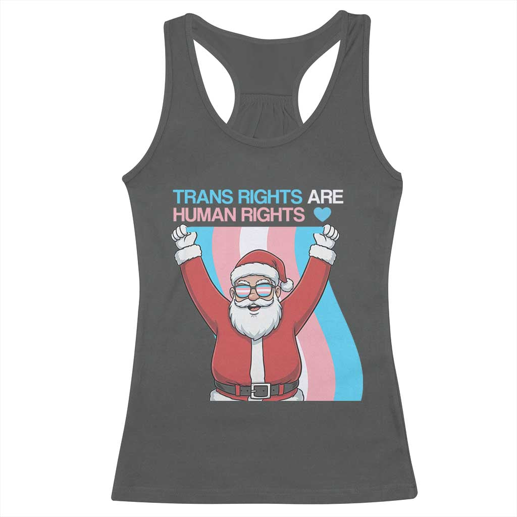 Christmas Trans Rights Are Human Rights Racerback Tank Top LGBTQ Advocate TS12 Dark Heather Print Your Wear