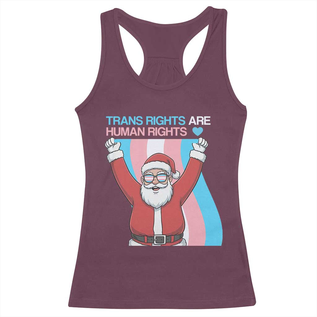 Christmas Trans Rights Are Human Rights Racerback Tank Top LGBTQ Advocate TS12 Maroon Print Your Wear