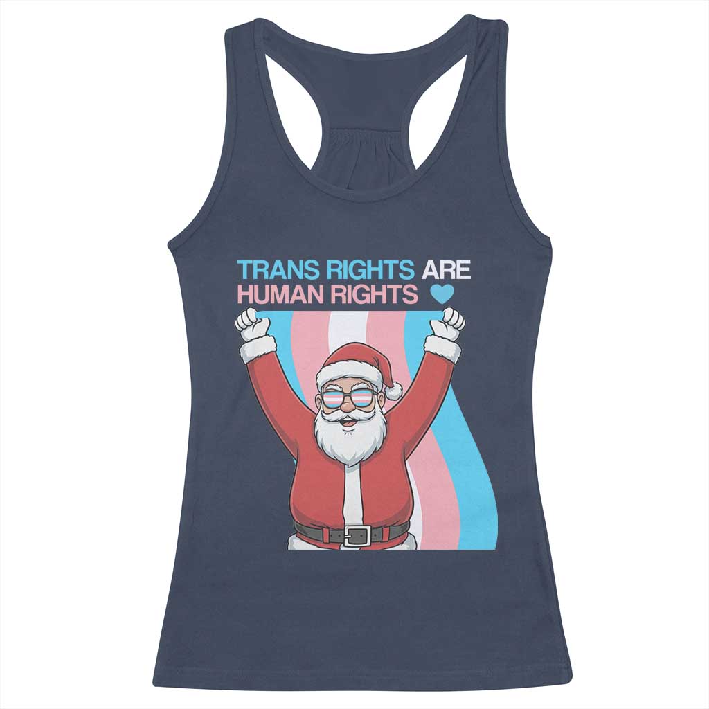 Christmas Trans Rights Are Human Rights Racerback Tank Top LGBTQ Advocate TS12 Navy Print Your Wear