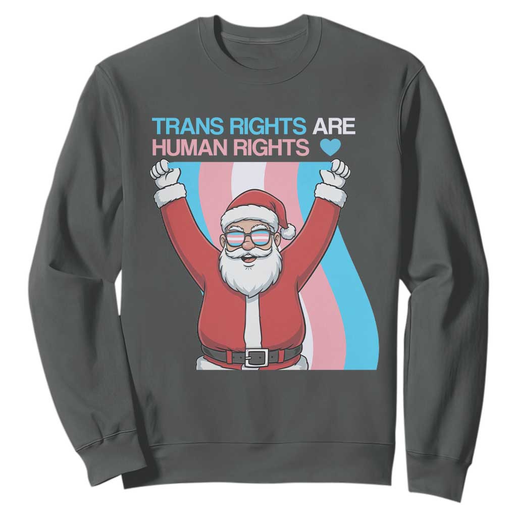 Christmas Trans Rights Are Human Rights Sweatshirt LGBTQ Advocate TS12 Dark Heather Print Your Wear