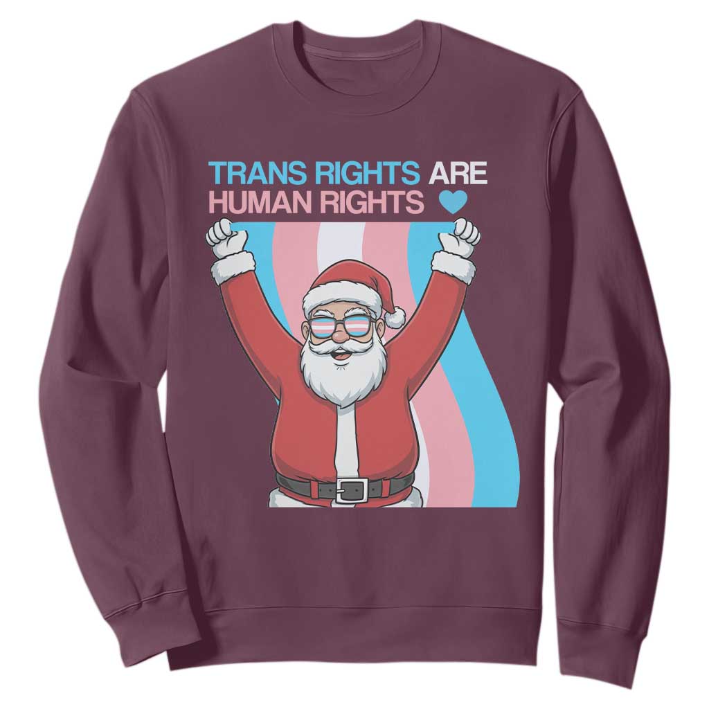 Christmas Trans Rights Are Human Rights Sweatshirt LGBTQ Advocate TS12 Maroon Print Your Wear