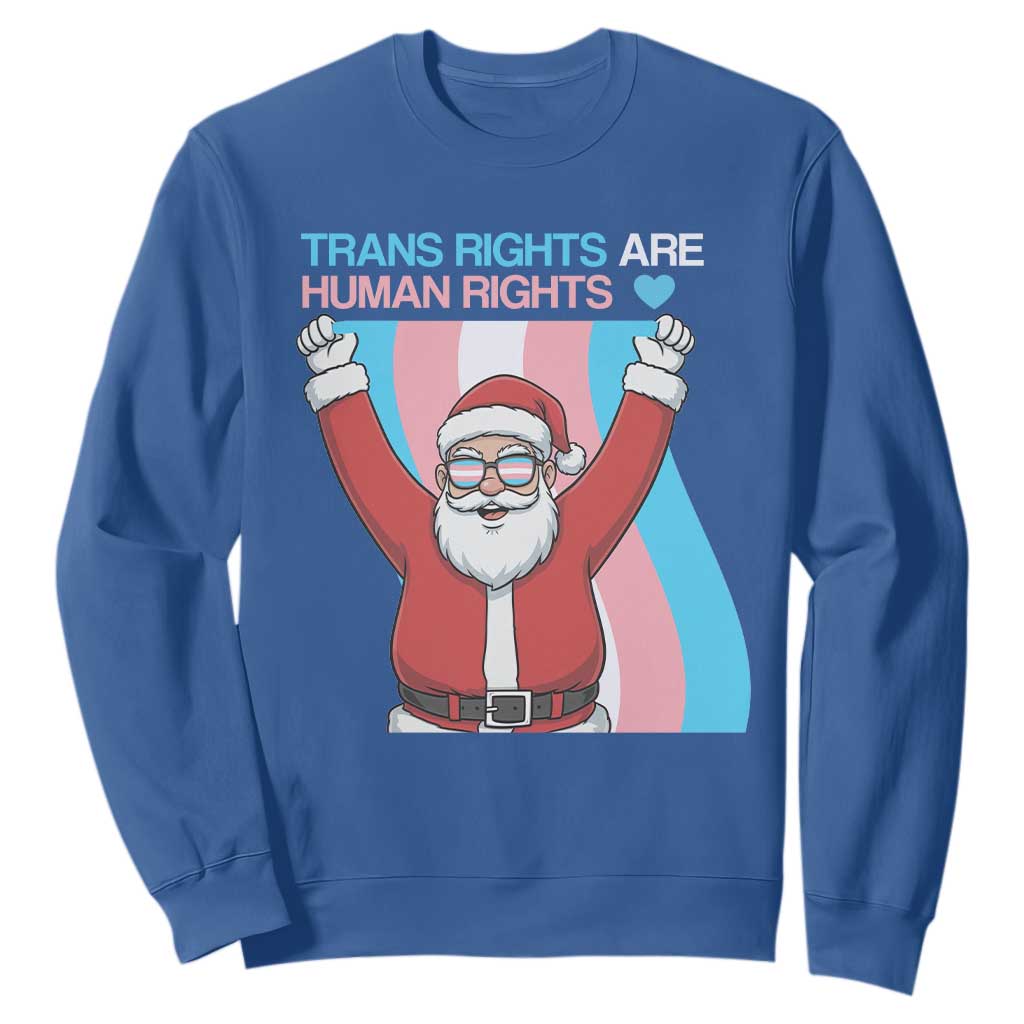 Christmas Trans Rights Are Human Rights Sweatshirt LGBTQ Advocate TS12 Royal Blue Print Your Wear