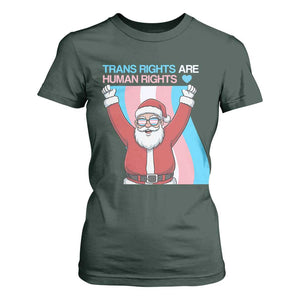 Christmas Trans Rights Are Human Rights T Shirt For Women LGBTQ Advocate TS12 Dark Forest Green Print Your Wear