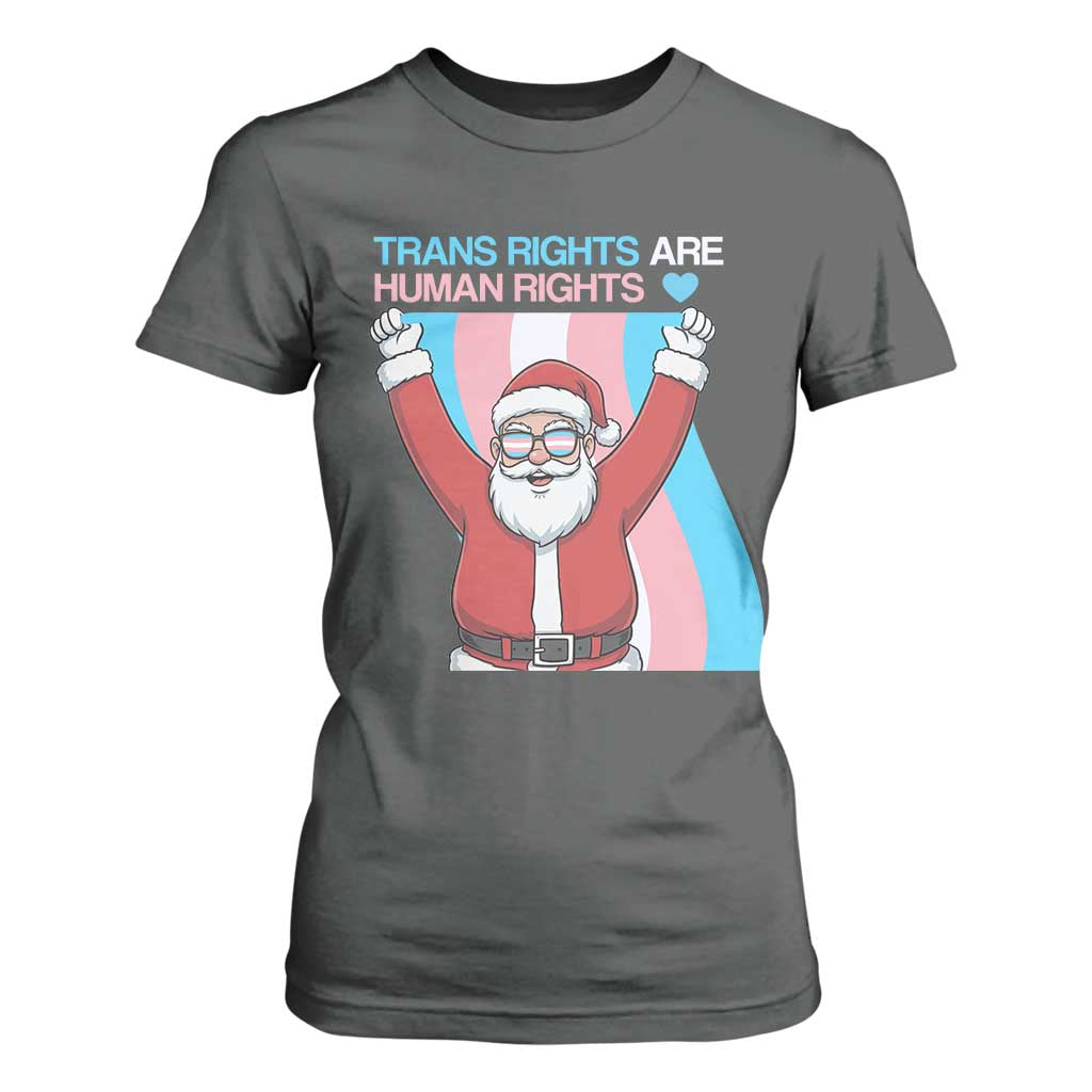 Christmas Trans Rights Are Human Rights T Shirt For Women LGBTQ Advocate TS12 Dark Heather Print Your Wear