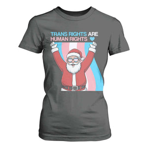 Christmas Trans Rights Are Human Rights T Shirt For Women LGBTQ Advocate TS12 Dark Heather Print Your Wear