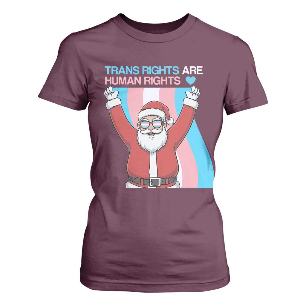 Christmas Trans Rights Are Human Rights T Shirt For Women LGBTQ Advocate TS12 Maroon Print Your Wear