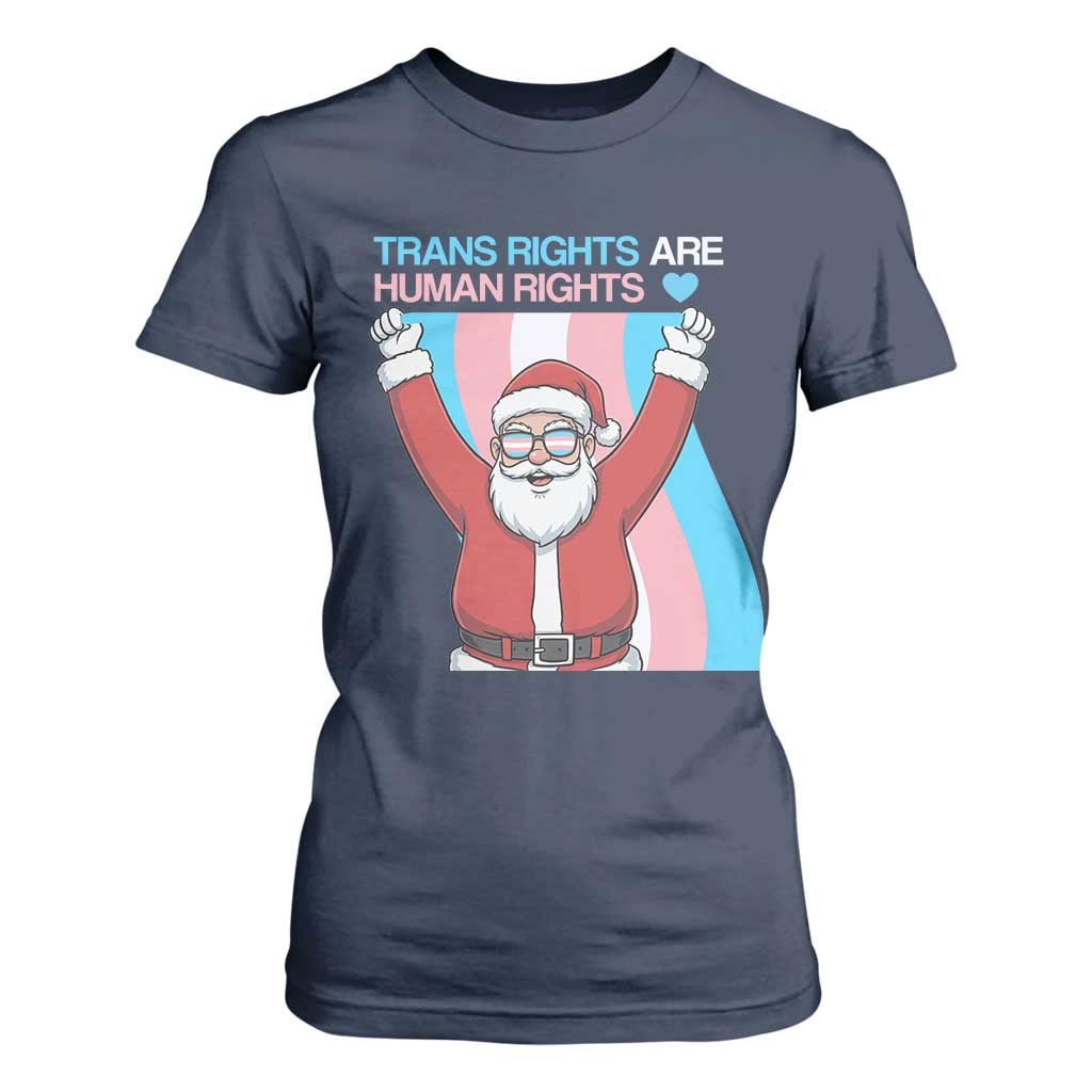 Christmas Trans Rights Are Human Rights T Shirt For Women LGBTQ Advocate TS12 Navy Print Your Wear