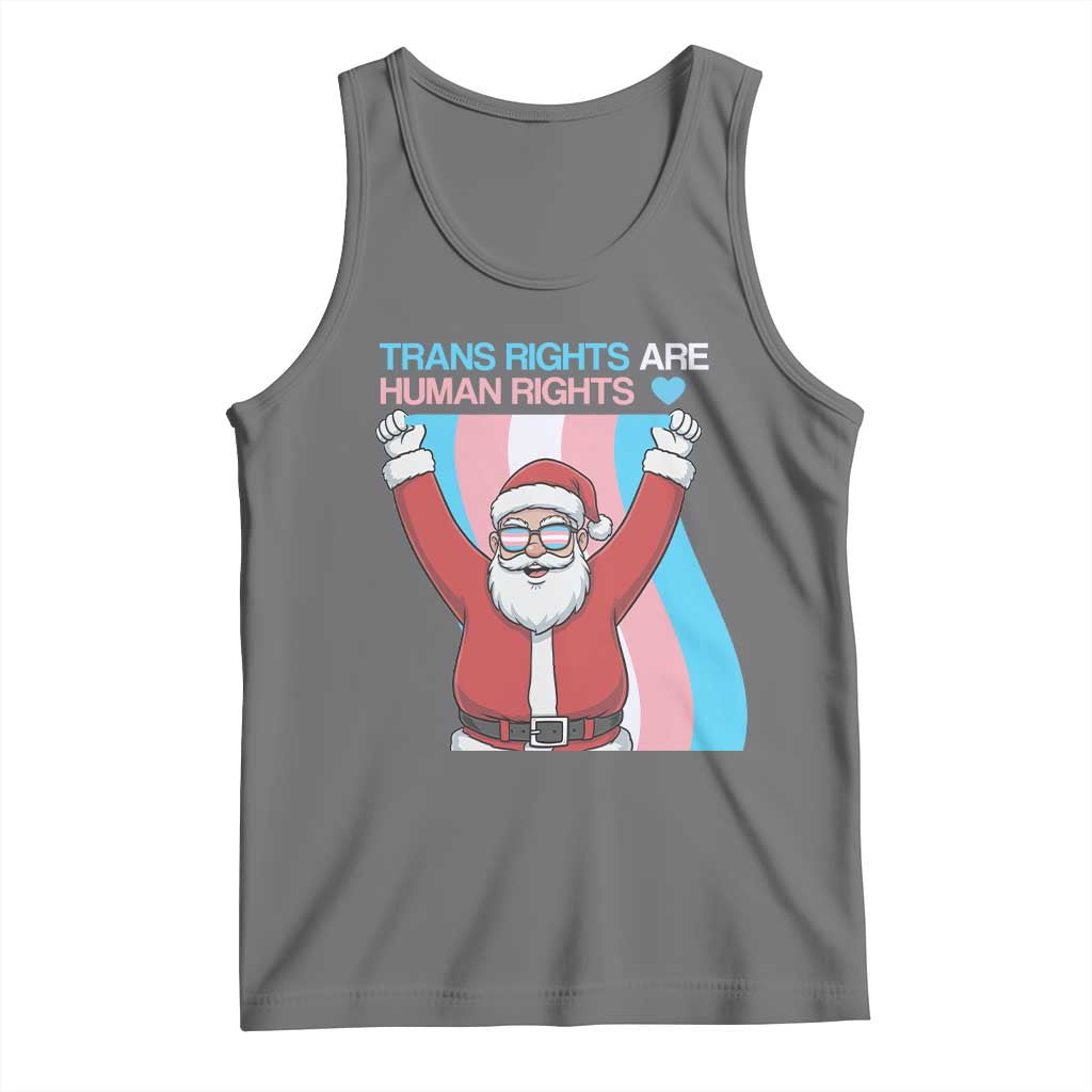 Christmas Trans Rights Are Human Rights Tank Top LGBTQ Advocate TS12 Black Heather Print Your Wear