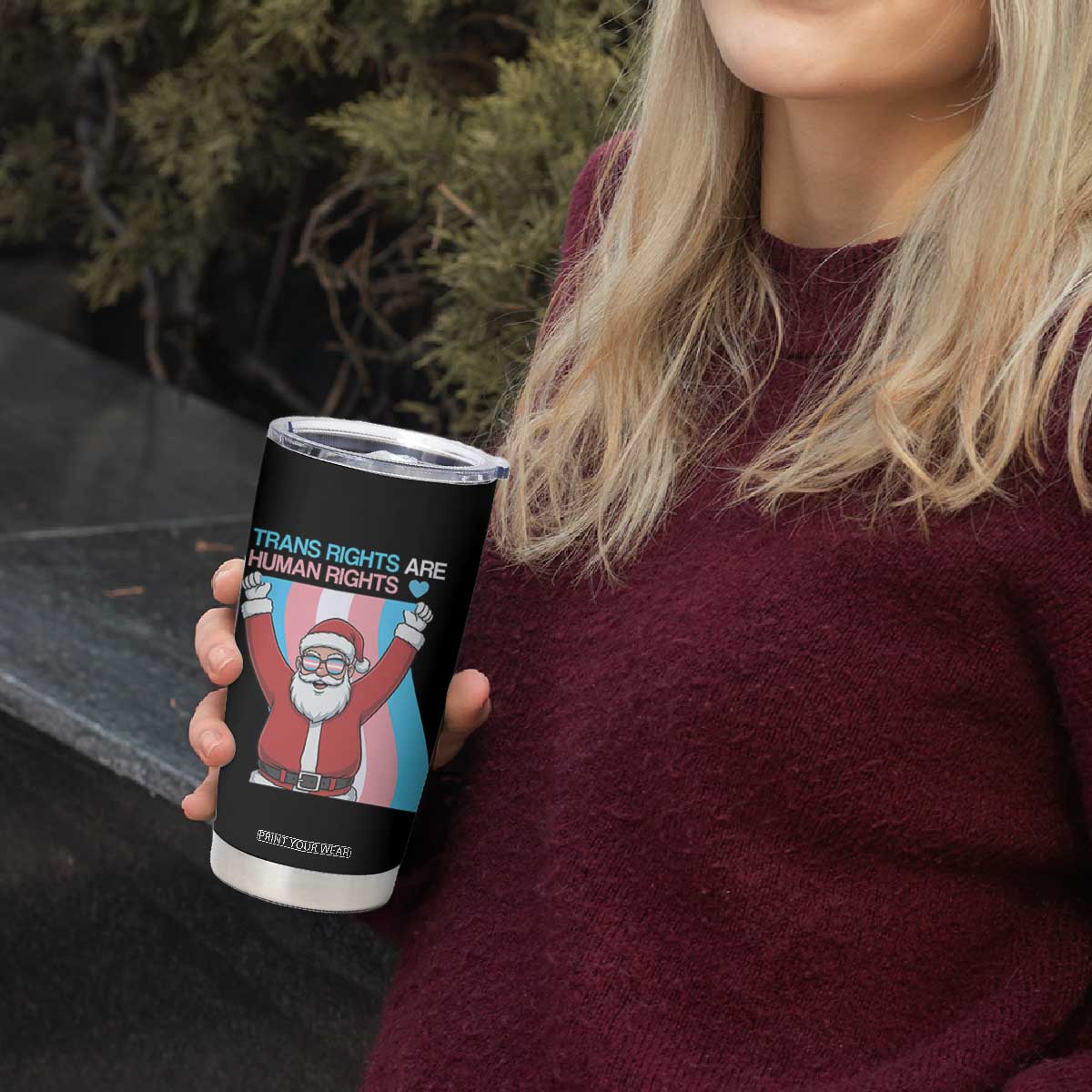 Christmas Trans Rights Are Human Rights Tumbler Cup LGBTQ Advocate TS12 Print Your Wear