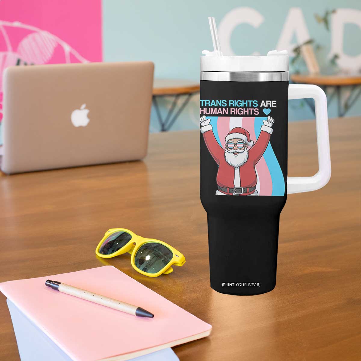Christmas Trans Rights Are Human Rights Tumbler With Handle LGBTQ Advocate TS12 Print Your Wear