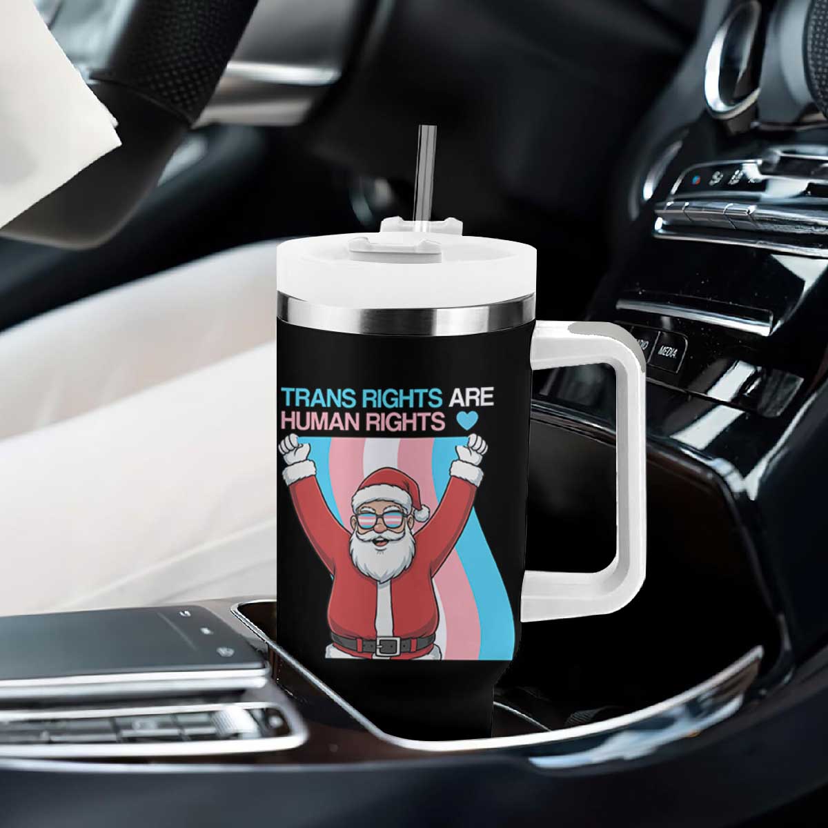 Christmas Trans Rights Are Human Rights Tumbler With Handle LGBTQ Advocate TS12 Print Your Wear