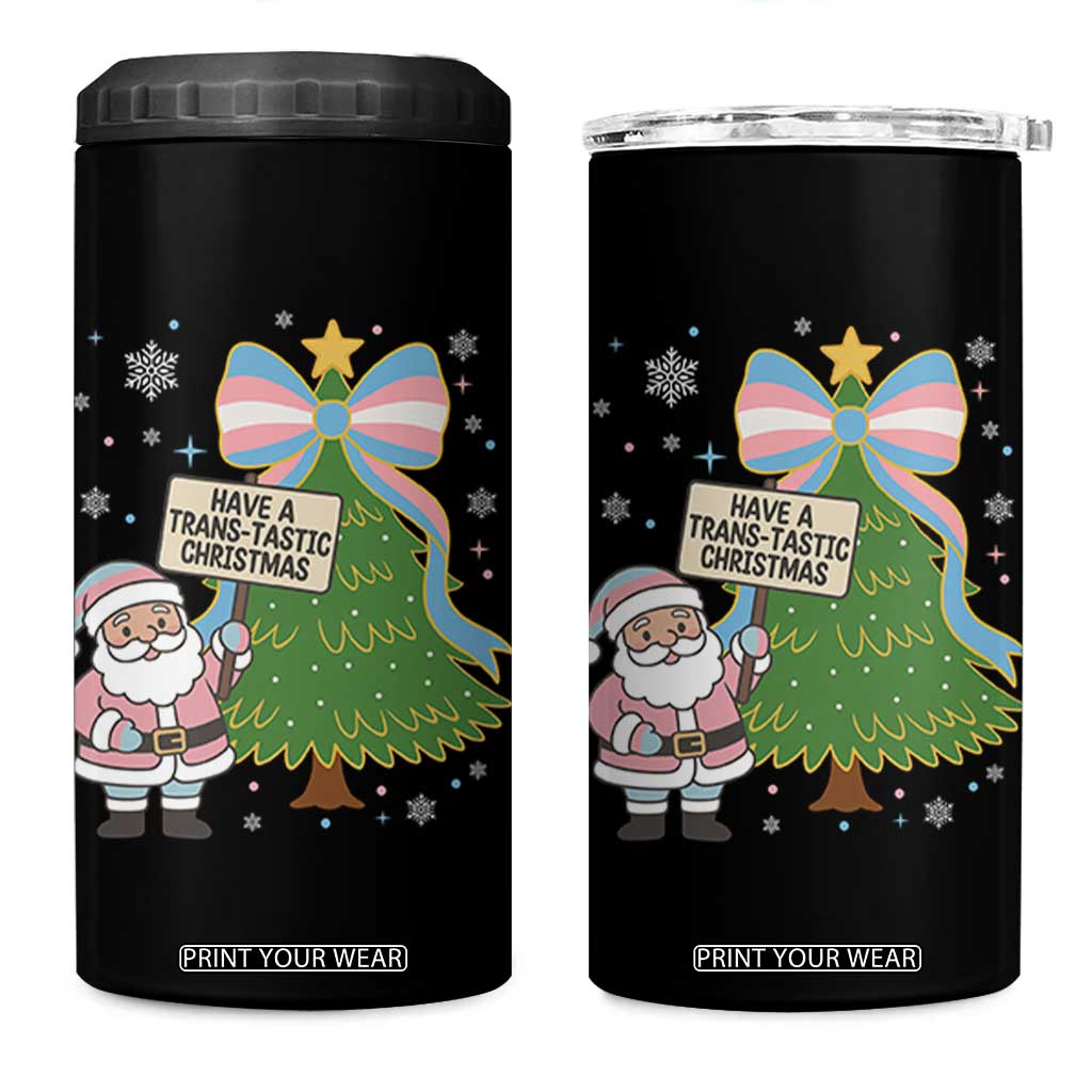 Have A Trans Tastic Christmas 4 in 1 Can Cooler Tumbler Transgender Pride TS12 One Size: 16 oz Black Print Your Wear