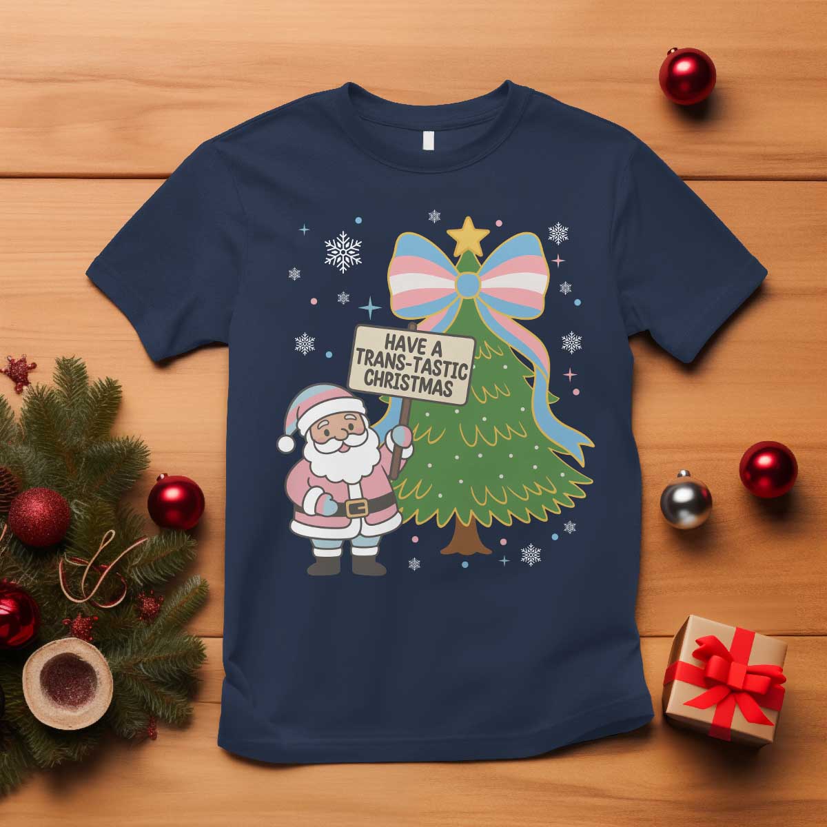 Have A Trans Tastic Christmas T Shirt Transgender Pride TS12 Navy Print Your Wear