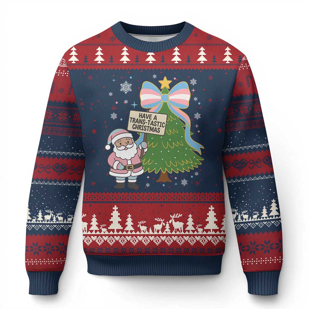 Have A Trans Tastic Xmas Ugly Christmas Sweater Transgender Pride TS12 Navy Red Print Your Wear