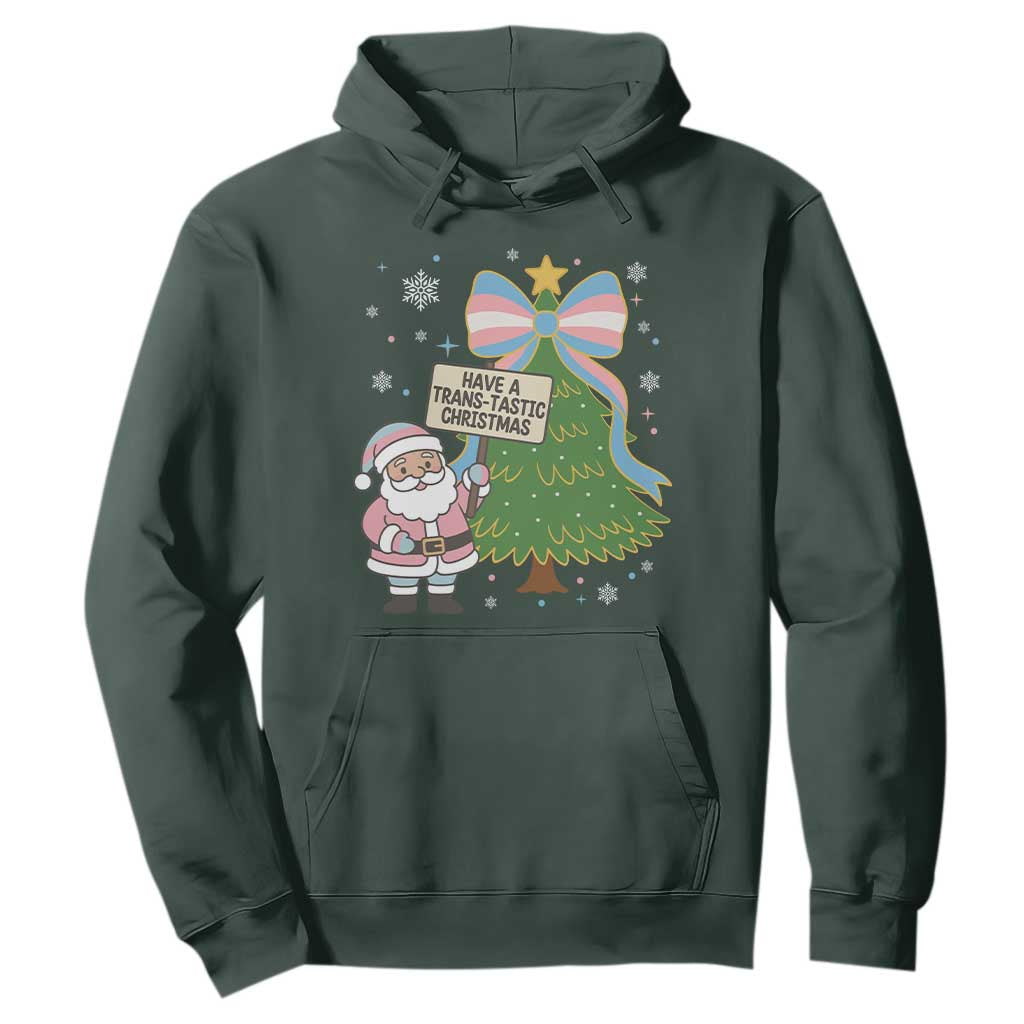 Have A Trans Tastic Christmas Hoodie Transgender Pride TS12 Dark Forest Green Print Your Wear