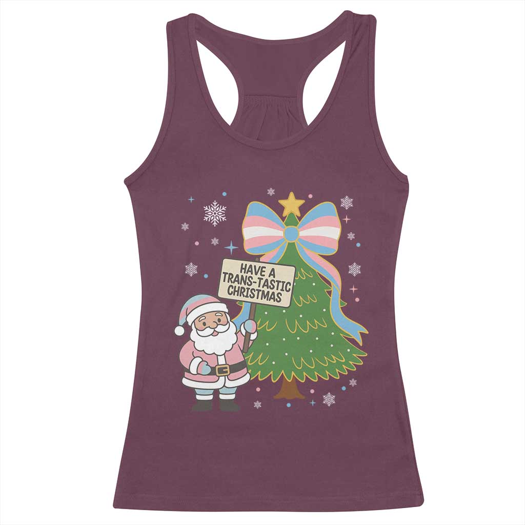 Have A Trans Tastic Christmas Racerback Tank Top Transgender Pride TS12 Maroon Print Your Wear