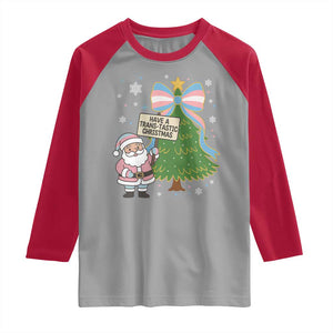 Have A Trans Tastic Christmas Raglan Shirt Transgender Pride TS12 Sport Gray Red Print Your Wear