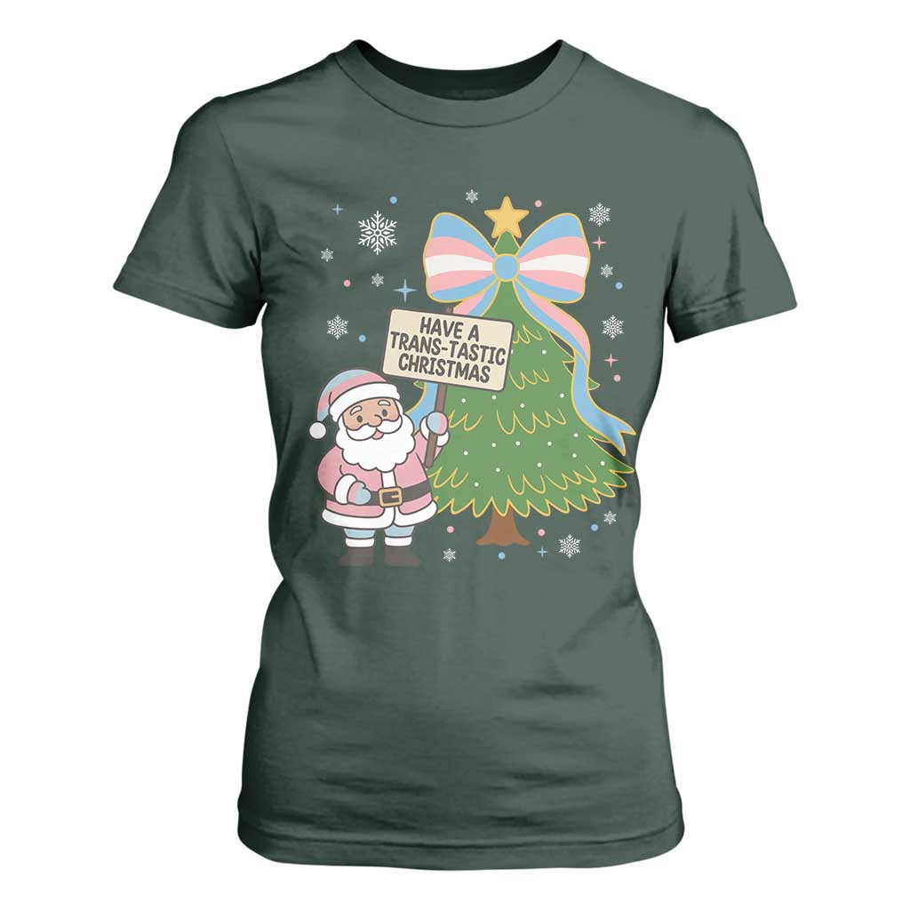 Have A Trans Tastic Christmas T Shirt For Women Transgender Pride TS12 Dark Forest Green Print Your Wear