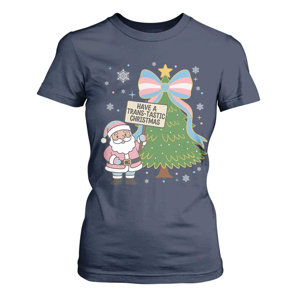 Have A Trans Tastic Christmas T Shirt For Women Transgender Pride TS12 Navy Print Your Wear