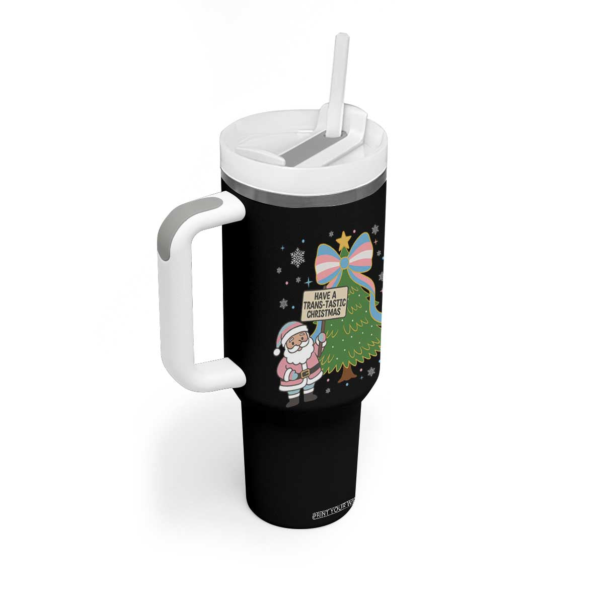 Have A Trans Tastic Christmas Tumbler With Handle Transgender Pride TS12 Print Your Wear