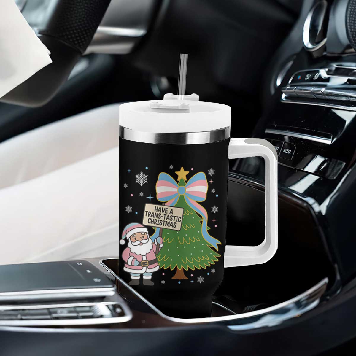 Have A Trans Tastic Christmas Tumbler With Handle Transgender Pride TS12 Print Your Wear