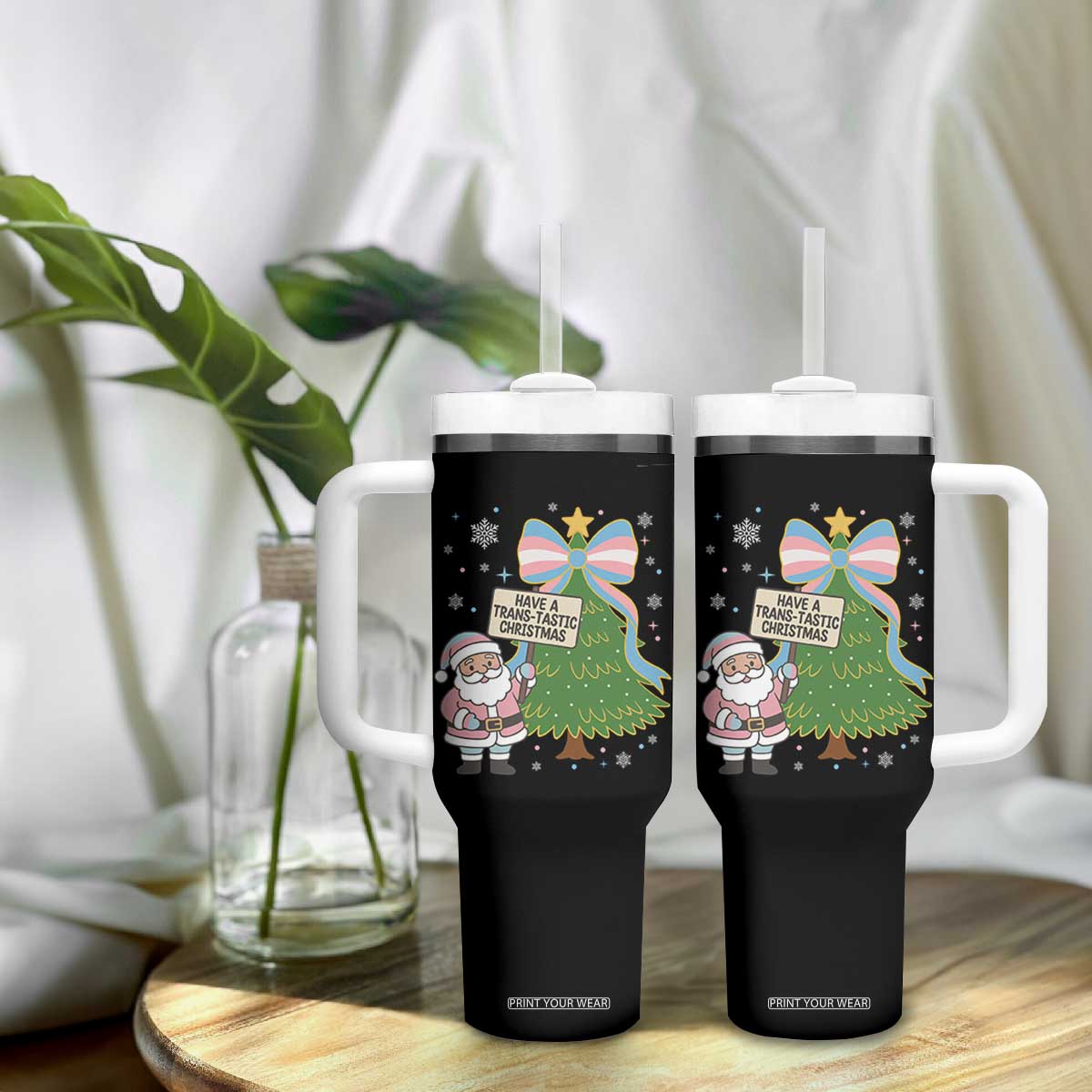 Have A Trans Tastic Christmas Tumbler With Handle Transgender Pride TS12 Print Your Wear