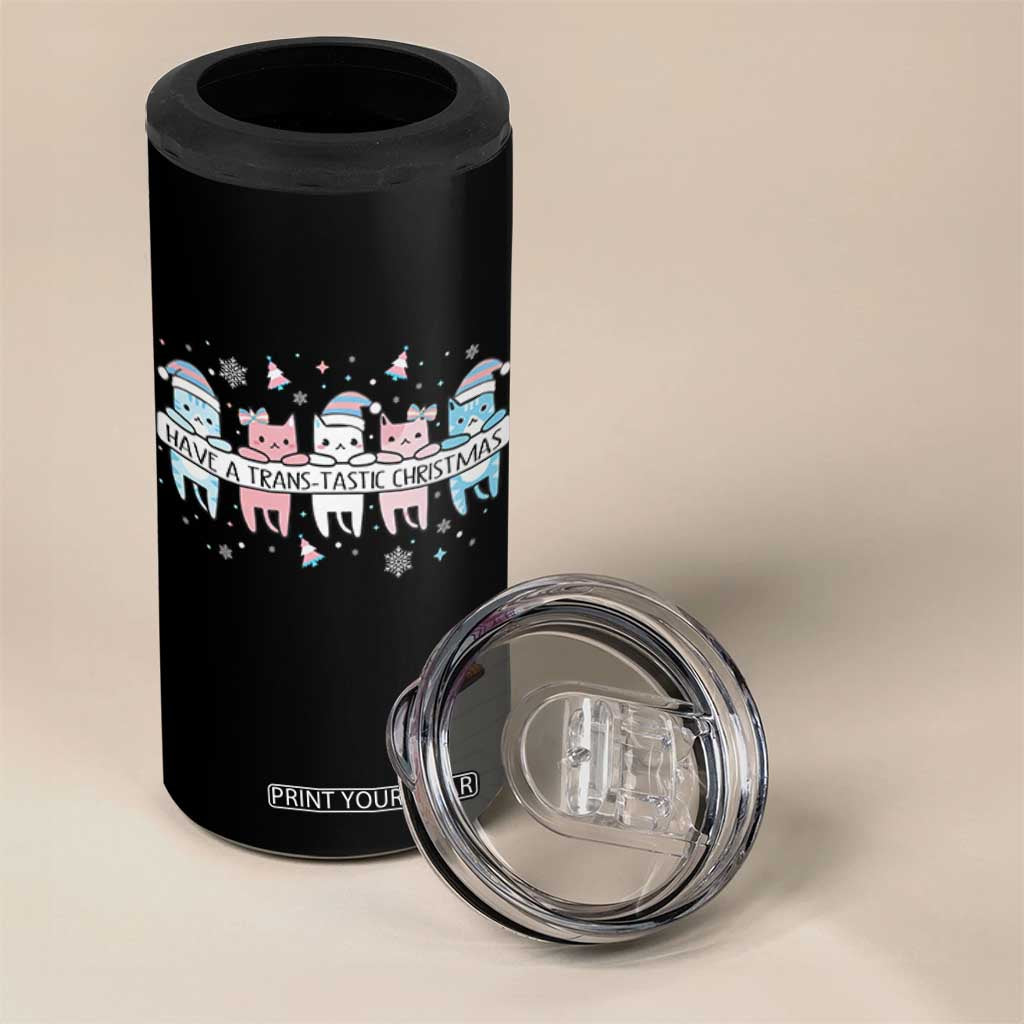 Have A Trans Tastic Christmas Gift 4 in 1 Can Cooler Tumbler LGBTQ Cat Lover TS12 Print Your Wear