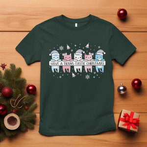 Have A Trans Tastic Christmas Gift T Shirt LGBTQ Cat Lover TS12 Dark Forest Green Print Your Wear