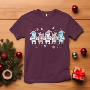 Have A Trans Tastic Christmas Gift T Shirt LGBTQ Cat Lover TS12 Maroon Print Your Wear
