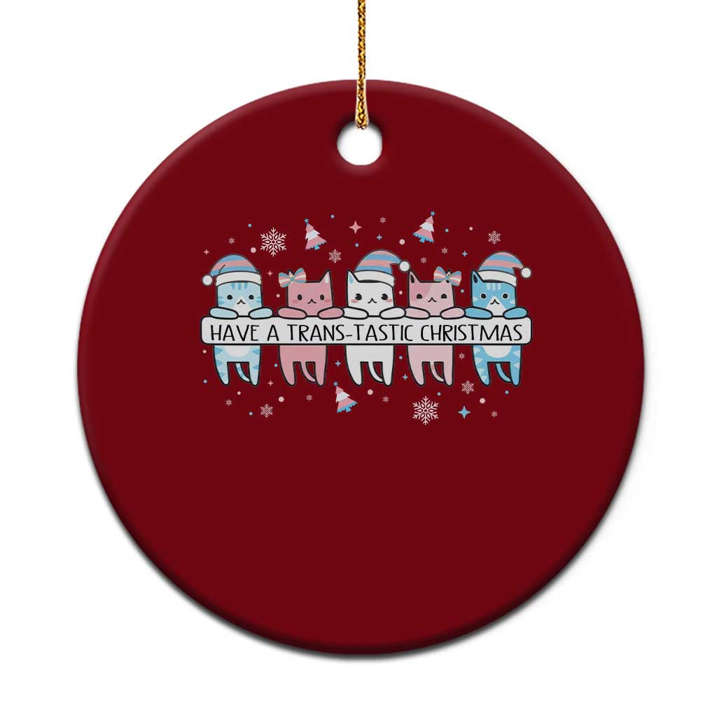 Have A Trans Tastic Christmas Gift Ceramic Ornament LGBTQ Cat Lover TS12 1pc Red Print Your Wear