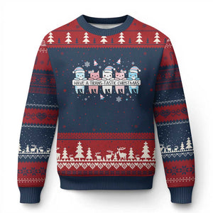 Have A Trans Tastic Xmas Gift Ugly Christmas Sweater LGBTQ Cat Lover TS12 Navy Red Print Your Wear