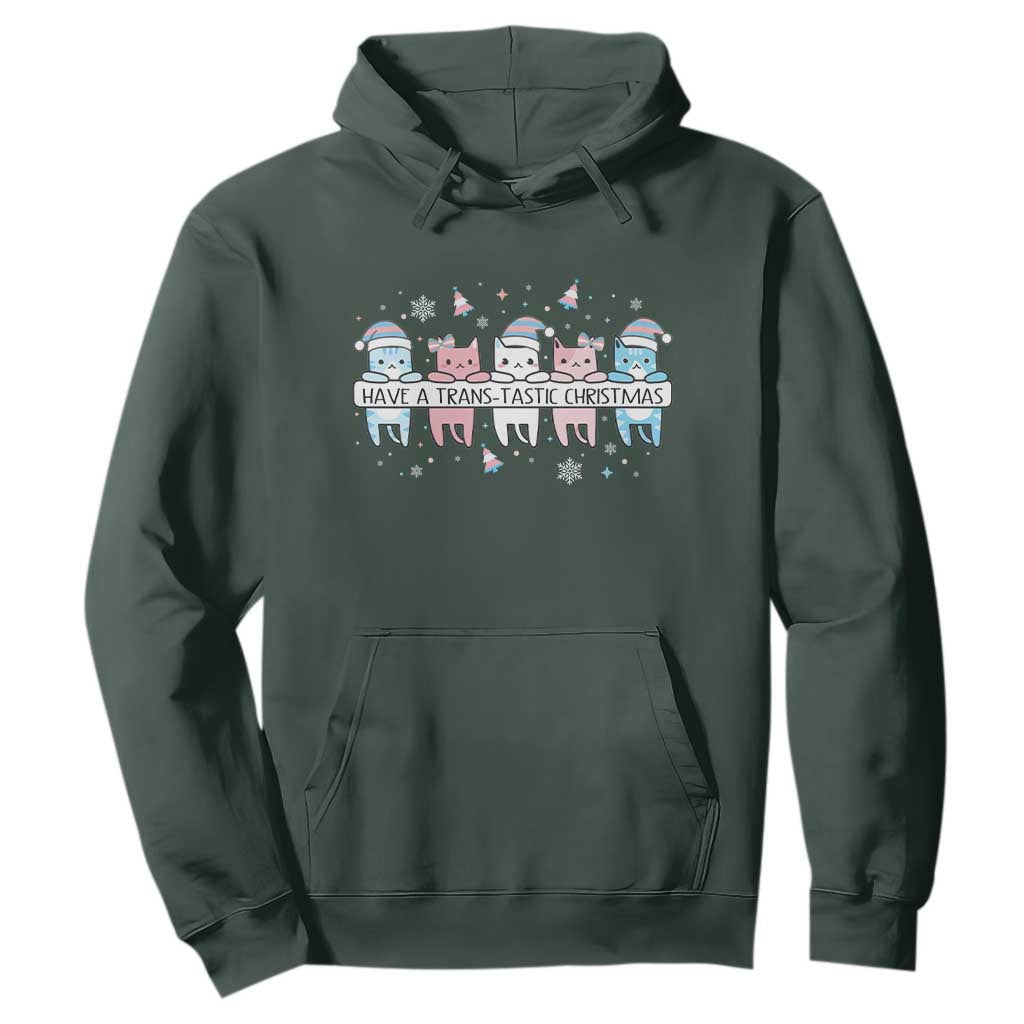 Have A Trans Tastic Christmas Gift Hoodie LGBTQ Cat Lover TS12 Dark Forest Green Print Your Wear