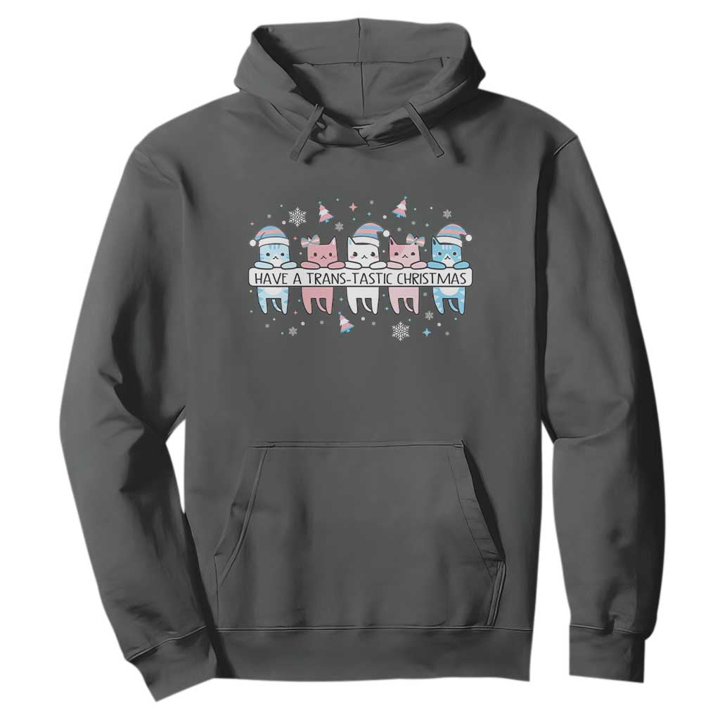 Have A Trans Tastic Christmas Gift Hoodie LGBTQ Cat Lover TS12 Dark Heather Print Your Wear
