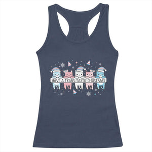 Have A Trans Tastic Christmas Gift Racerback Tank Top LGBTQ Cat Lover TS12 Navy Print Your Wear