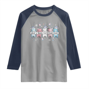 Have A Trans Tastic Christmas Gift Raglan Shirt LGBTQ Cat Lover TS12 Sport Gray Navy Print Your Wear