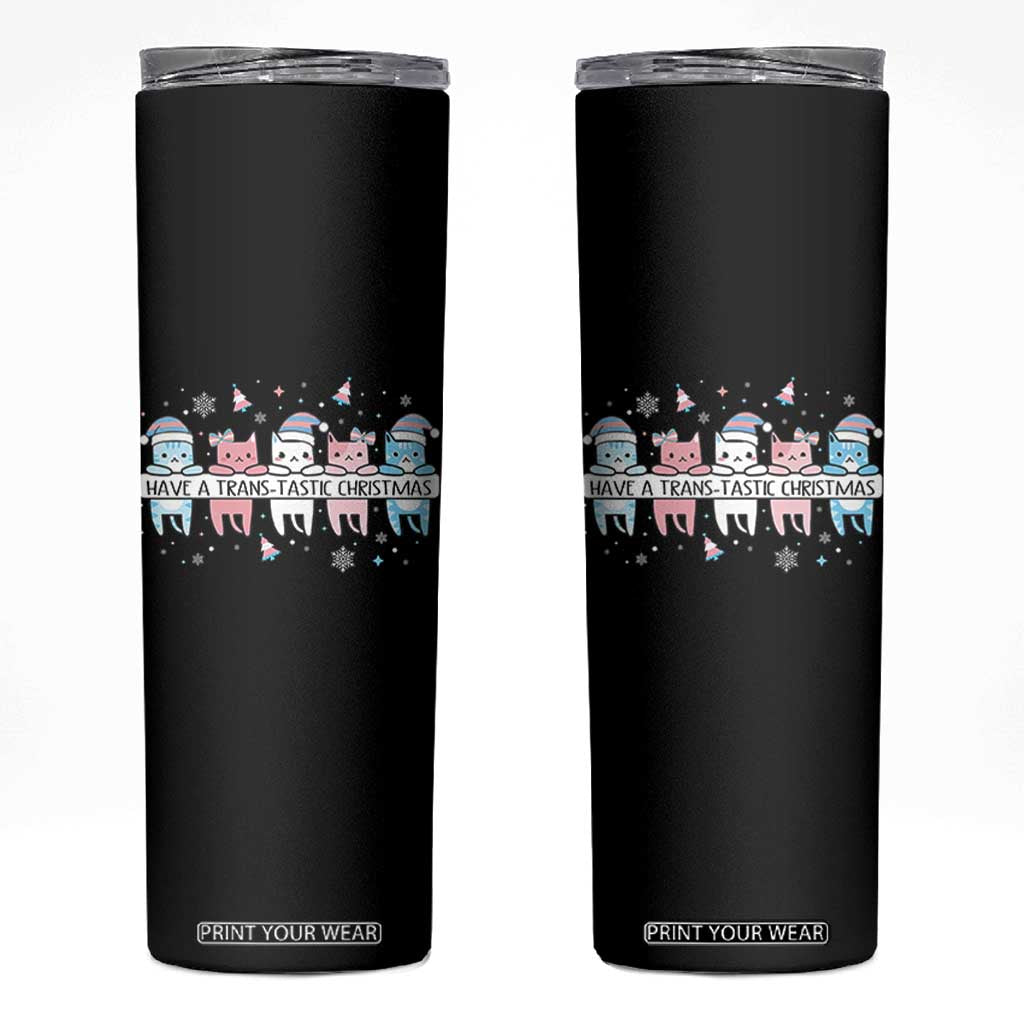 Have A Trans Tastic Christmas Gift Skinny Tumbler LGBTQ Cat Lover TS12 Black Print Your Wear