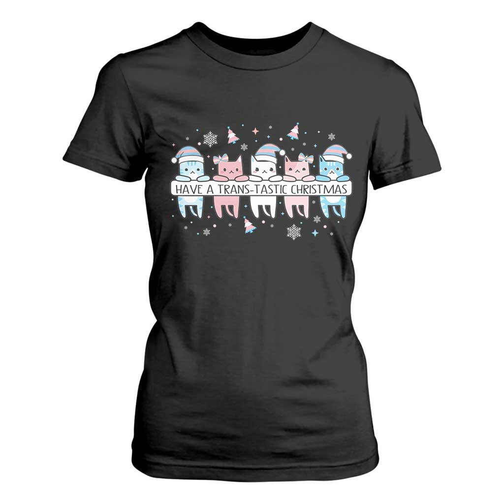 Have A Trans Tastic Christmas Gift T Shirt For Women LGBTQ Cat Lover TS12 Black Print Your Wear
